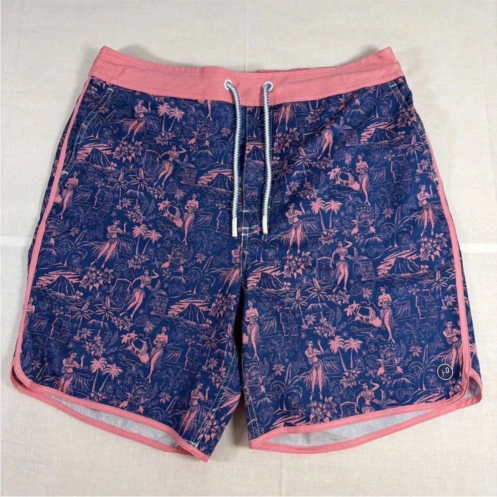 Johnnie-O Men's Hawain Themed Swim Trunks Size Large